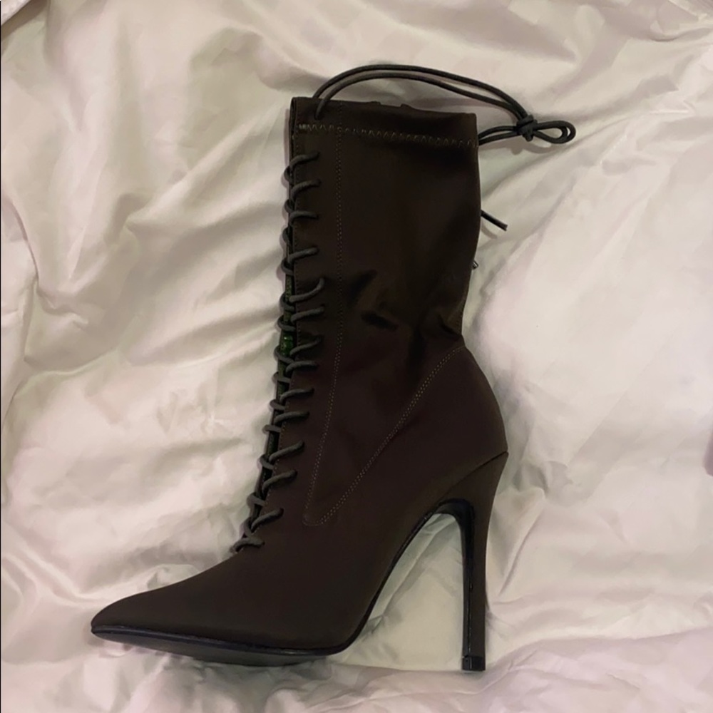 Military Style- Laced up stiletto sock Boots